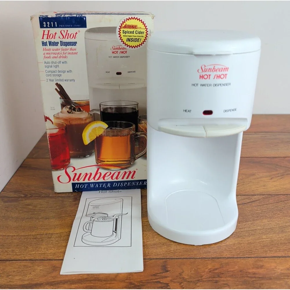 Vintage Sunbeam Hot Shot Hot Water Dispenser 3211 White Tested Works Great w/Box